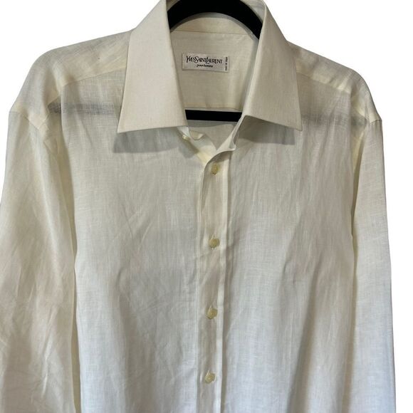 Yves Saint Laurent YSL Vintage Linen Button Down Shirt - Picture 3 of 9